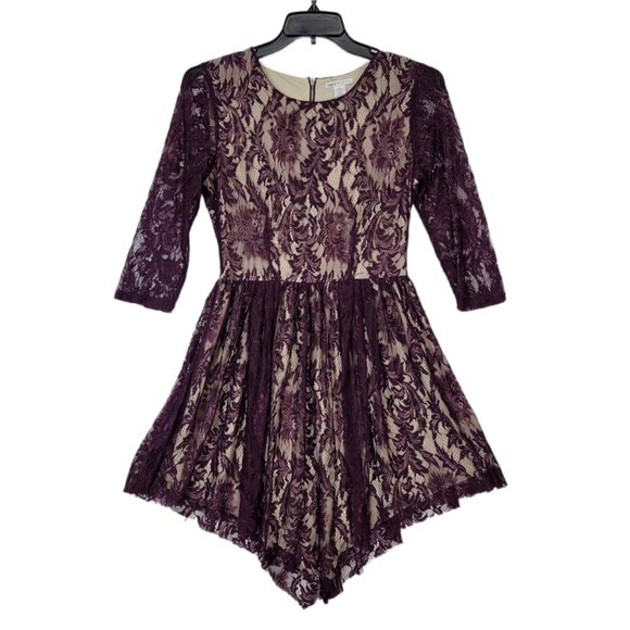 Bar III Woman Maroon Casual Formal Fit & Flare Stretch Long Sleeve Dress Medium - Picture 8 of 11